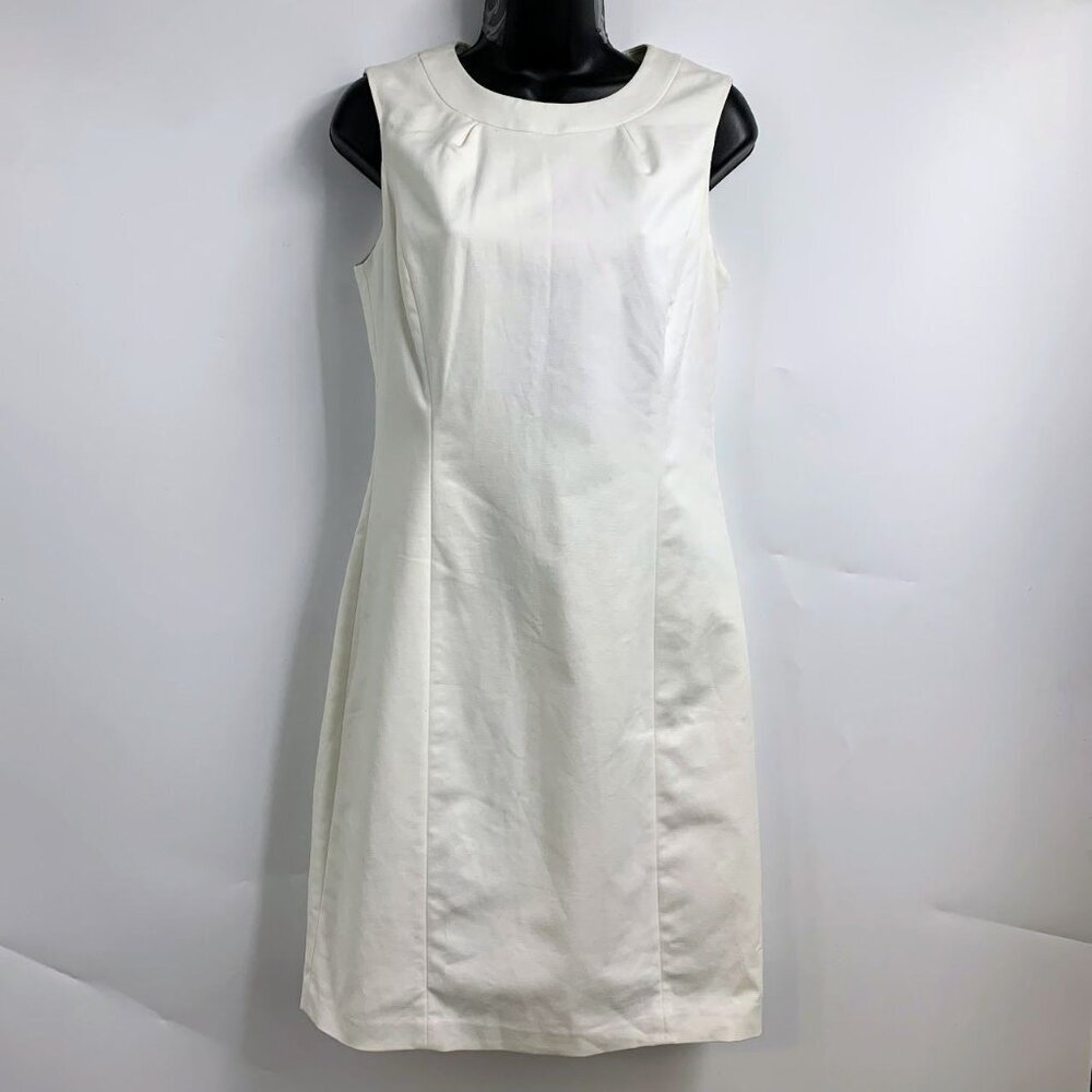 Tahari Women's Michela Sleeveless Cotton Round Neck Shift Dress‎ Size 4 NWT